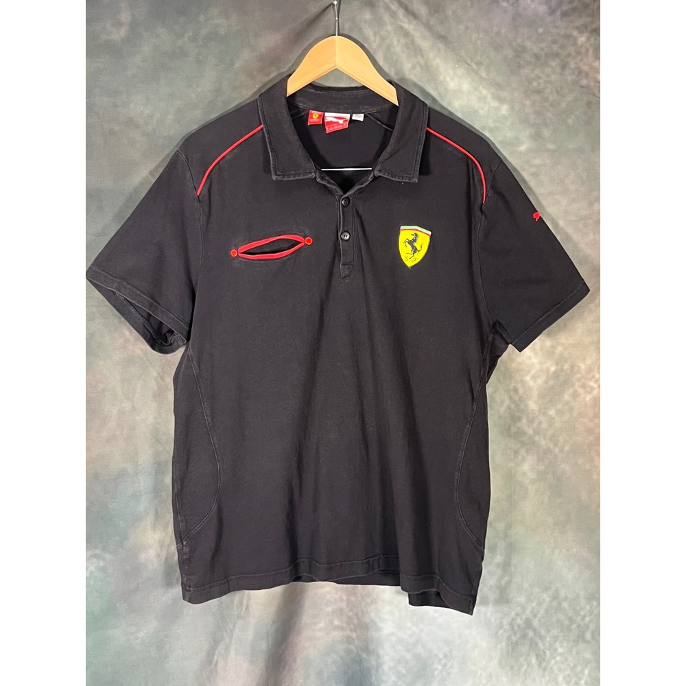 Puma Scuderia Ferrari‎ Mens XL Black Short Sleeve Polo Shirt 760791 Racing F1